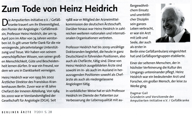 Nachruf Prof. Dr. med. Heinz Heidrich